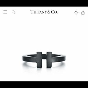 Tiffany Stainless Steel Black T Square Ring